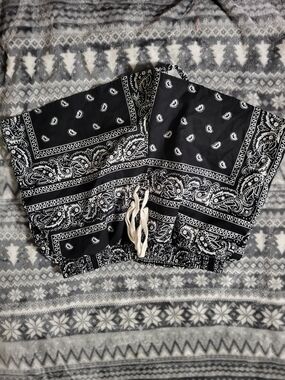 Black & White Bandana Print Drawstring Shorts Womens